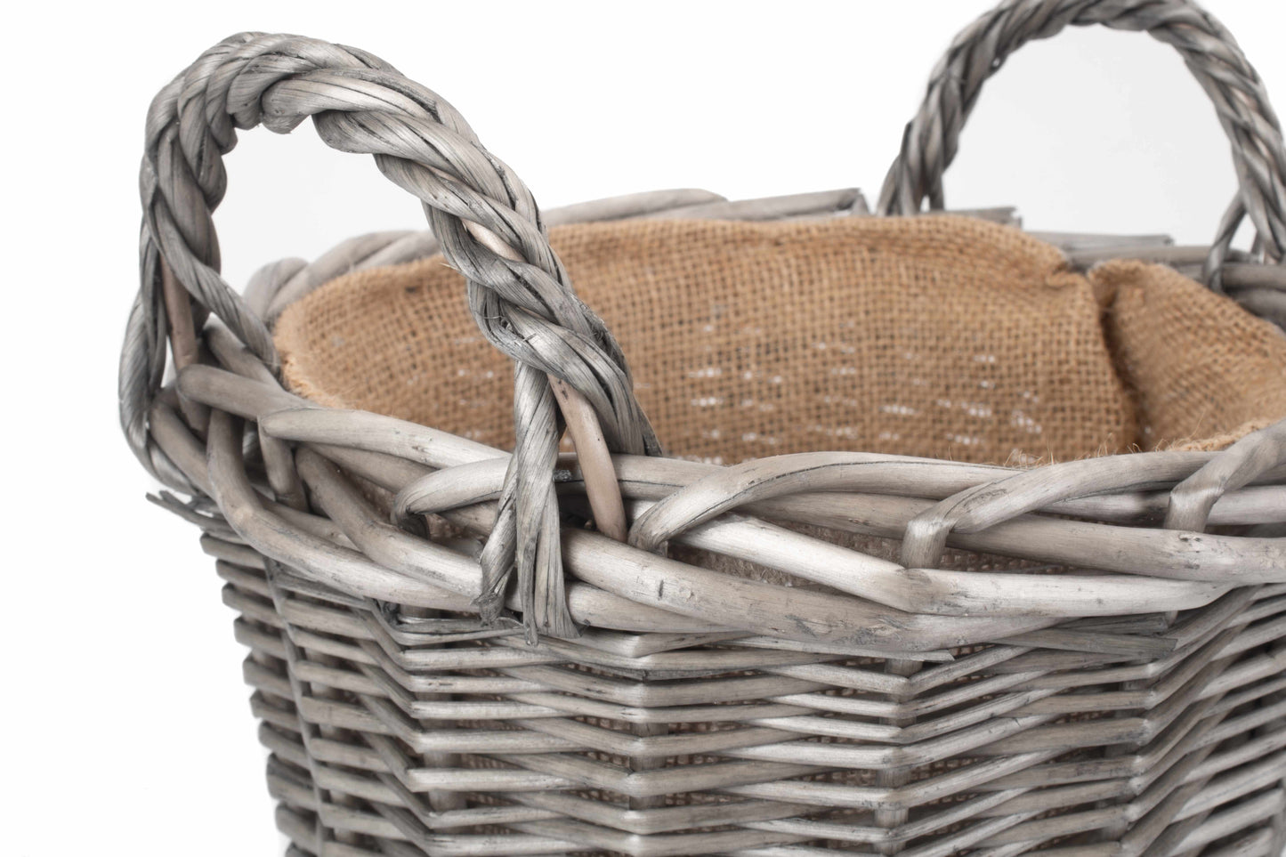 SMALL ROUND LINED WICKER PLANTER BASKET