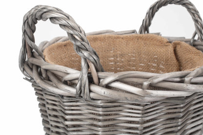 SMALL ROUND LINED WICKER PLANTER BASKET