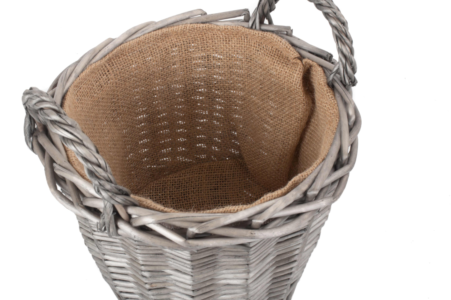 SMALL ROUND LINED WICKER PLANTER BASKET