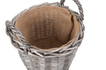 SMALL ROUND LINED WICKER PLANTER BASKET