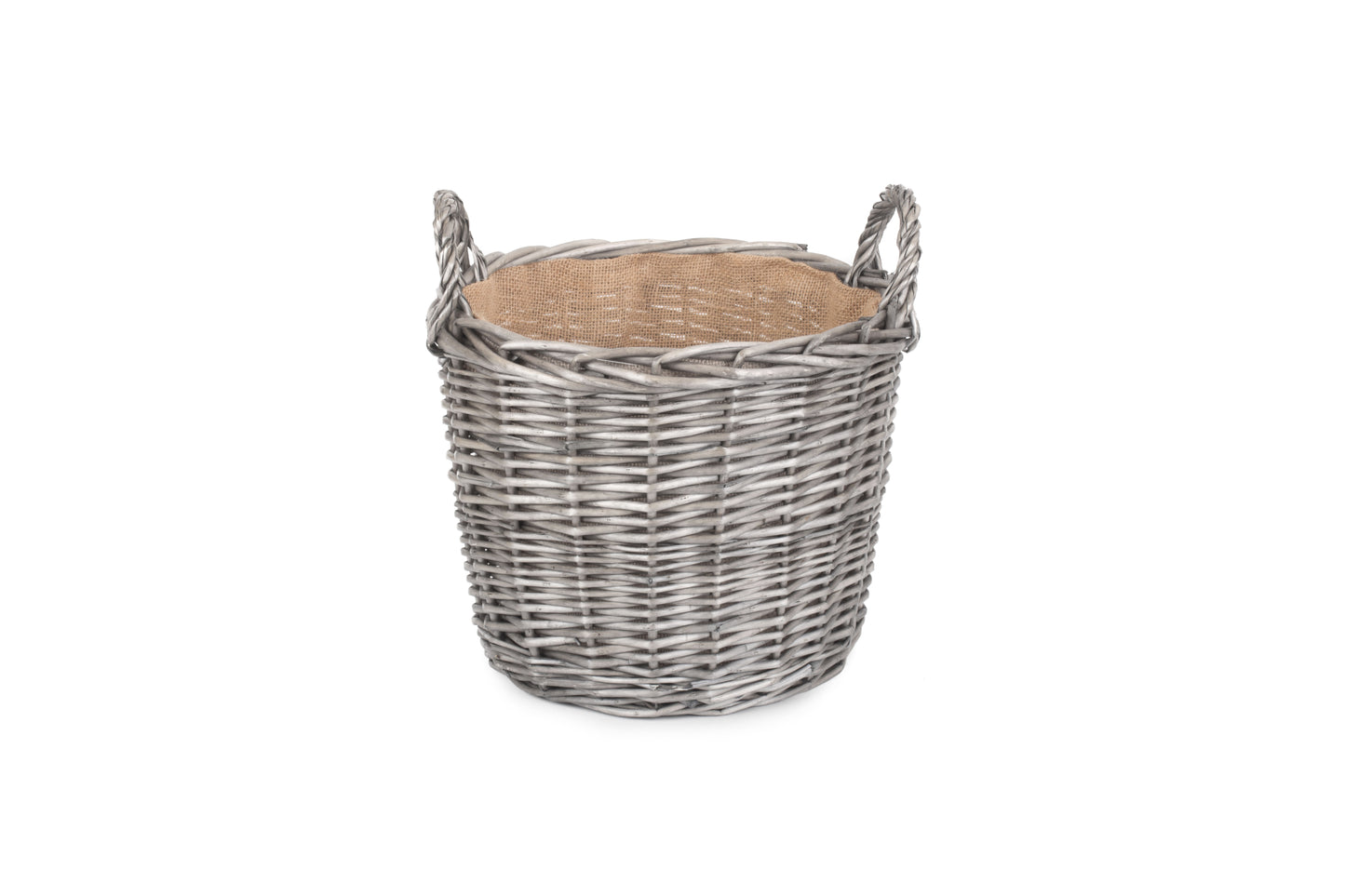 MEDIUM ROUND LINED WICKER LOG BASKET