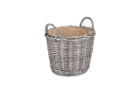 MEDIUM ROUND LINED WICKER LOG BASKET