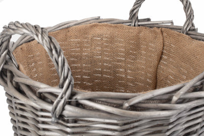 MEDIUM ROUND LINED WICKER LOG BASKET