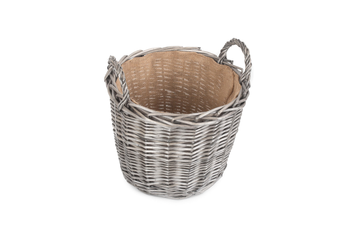 MEDIUM ROUND LINED WICKER LOG BASKET