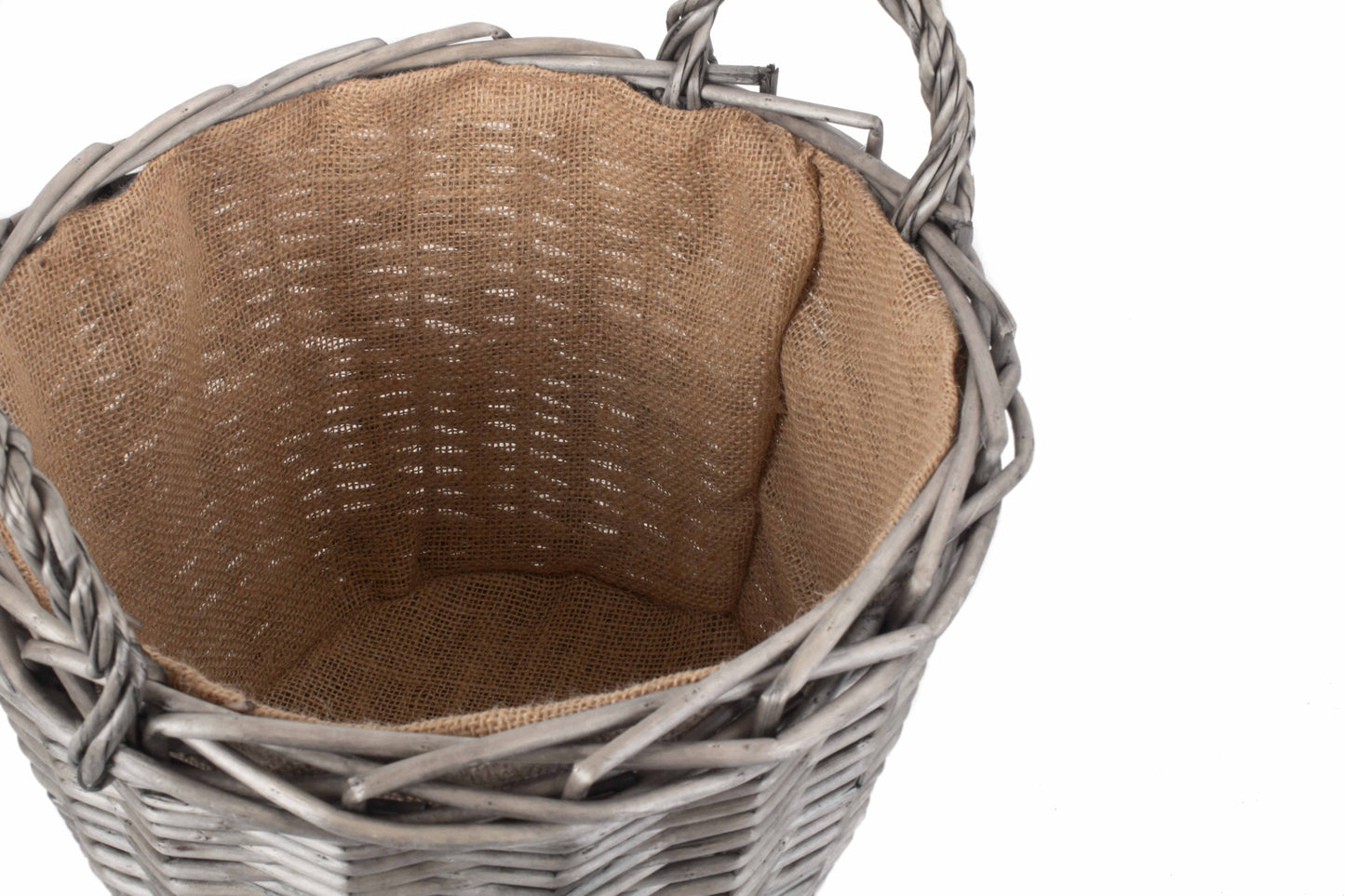 MEDIUM ROUND LINED WICKER LOG BASKET