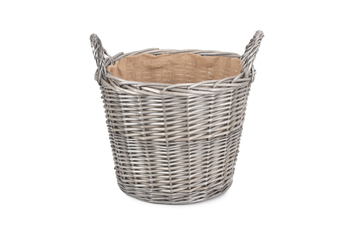 LARGE ROUND LINED WICKER LOG BASKET