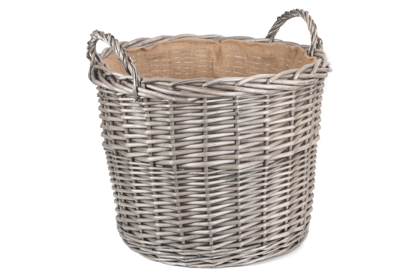 EXTRA LARGE ROUND LINED WICKER LOG BASKET