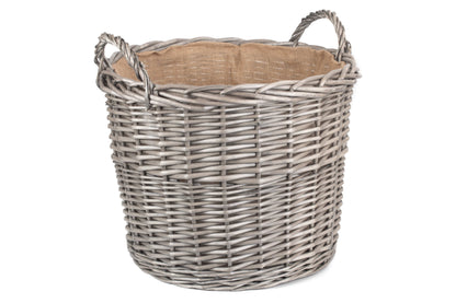EXTRA LARGE ROUND LINED WICKER LOG BASKET