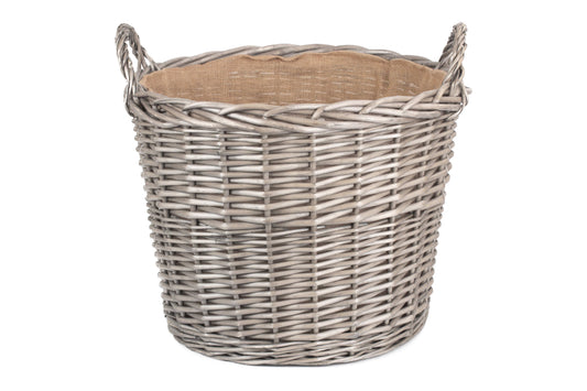 EXTRA LARGE ROUND LINED WICKER LOG BASKET