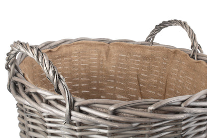 EXTRA LARGE ROUND LINED WICKER LOG BASKET
