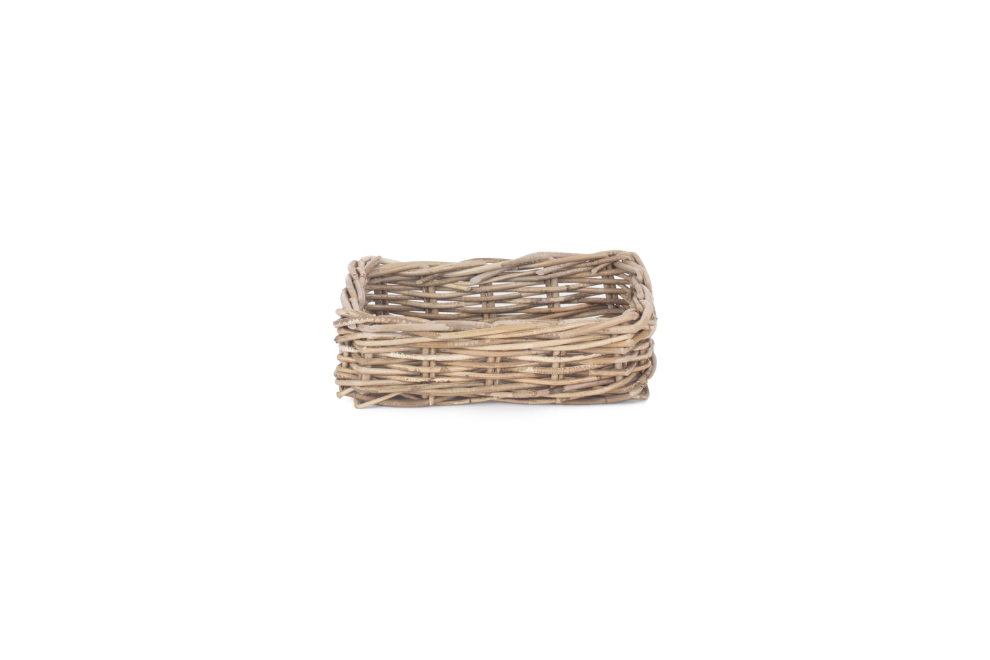 SMALL SHALLOW RATTAN RECTANGULAR BASKET