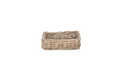 SMALL SHALLOW RATTAN RECTANGULAR BASKET