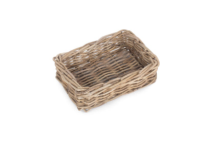 SMALL SHALLOW RATTAN RECTANGULAR BASKET