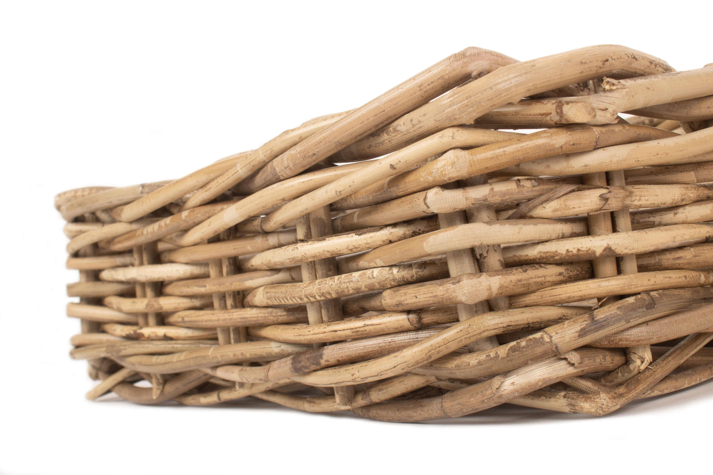 SMALL SHALLOW RATTAN RECTANGULAR BASKET