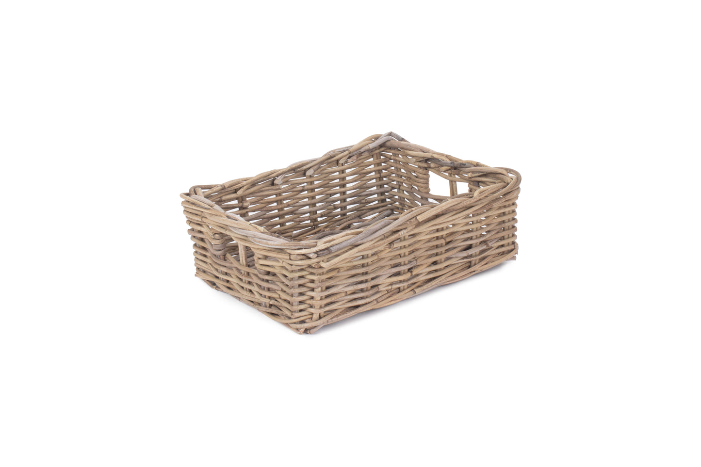 MEDIUM SHALLOW RATTAN RECTANGULAR BASKET