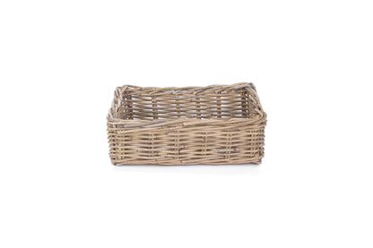 MEDIUM SHALLOW RATTAN RECTANGULAR BASKET