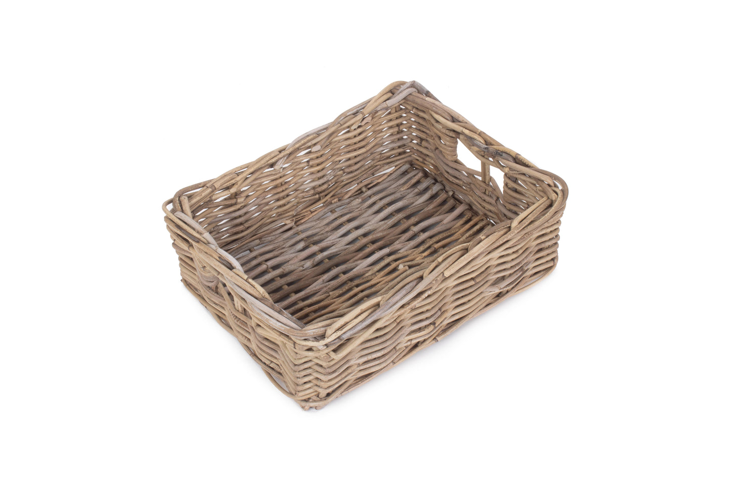 MEDIUM SHALLOW RATTAN RECTANGULAR BASKET