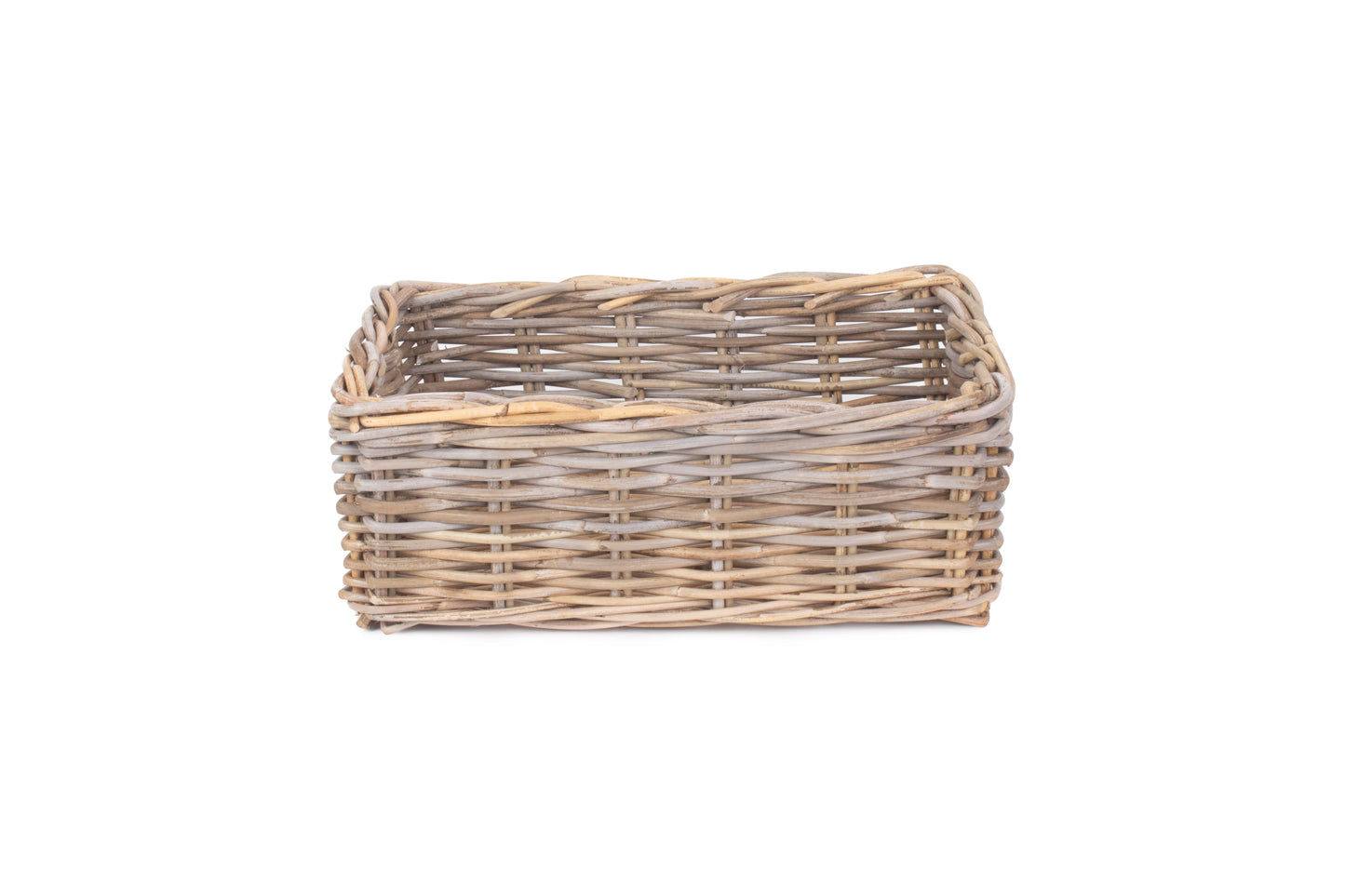 LARGE SHALLOW RATTAN RECTANGULAR BASKET