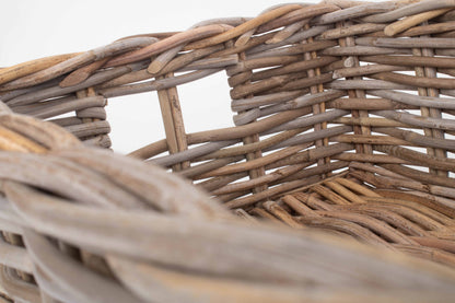 LARGE SHALLOW RATTAN RECTANGULAR BASKET