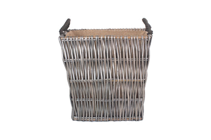 SMALL GREY RECTANGULAR LOG BASKET