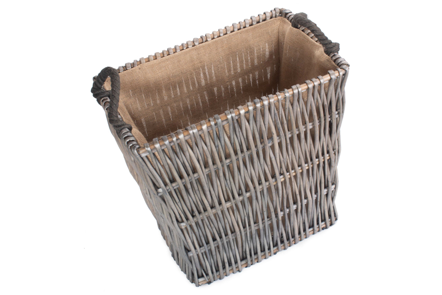 SMALL GREY RECTANGULAR LOG BASKET