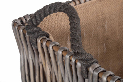 SMALL GREY RECTANGULAR LOG BASKET