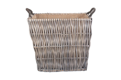 LARGE GREY RECTANGULAR LOG BASKET