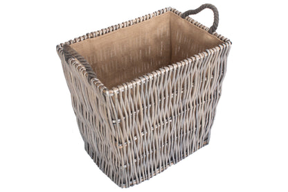 LARGE GREY RECTANGULAR LOG BASKET