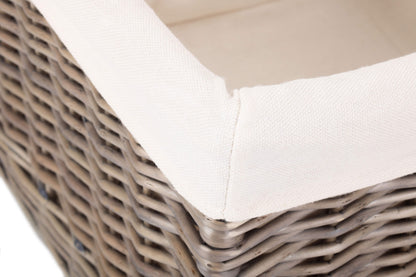 MEDIUM SQUARE ANTIQUE WASH LINED STORAGE BASKET