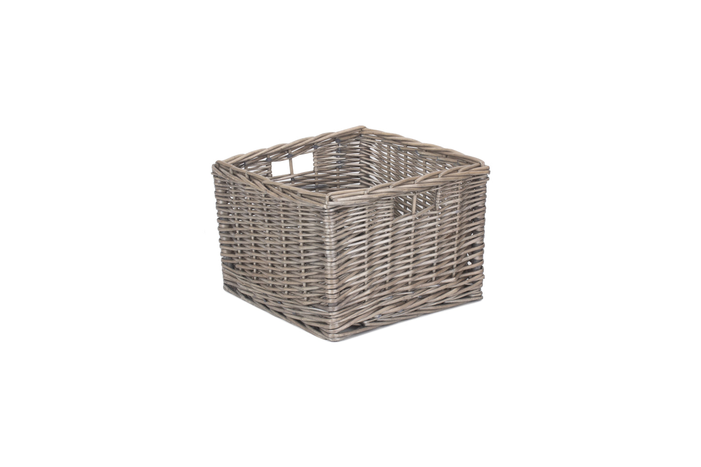 SMALL SQUARE ANTIQUE WASH UNLINED STORAGE BASKET