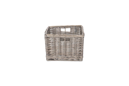 SMALL SQUARE ANTIQUE WASH UNLINED STORAGE BASKET