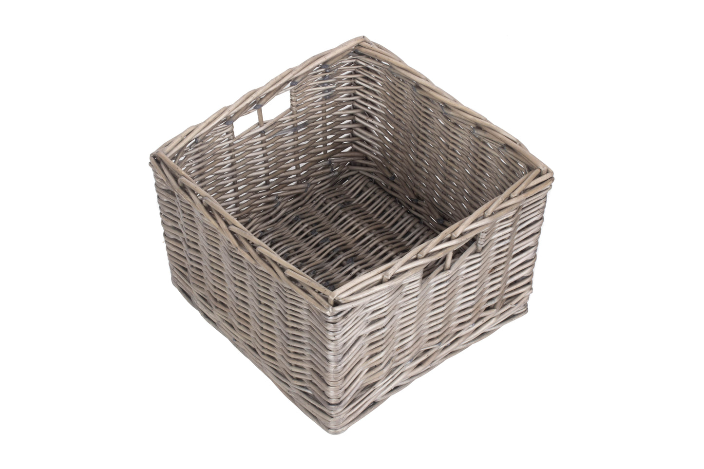 SMALL SQUARE ANTIQUE WASH UNLINED STORAGE BASKET
