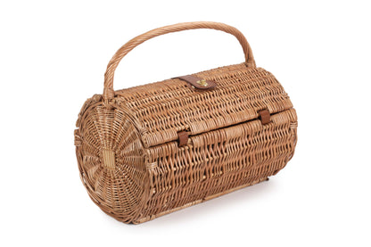 2 PERSON GREEN TWEED BARREL HAMPER