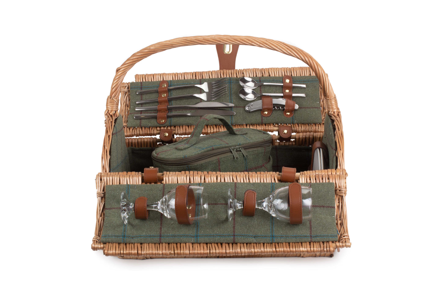 2 PERSON GREEN TWEED BARREL HAMPER