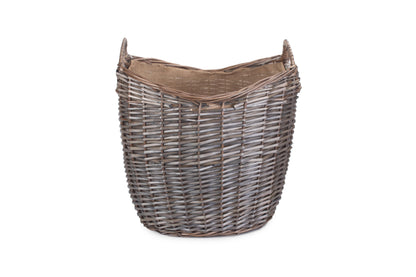 MEDIUM SCOOP NECK ANTIQUE WASH HESSIAN LINED BASKET