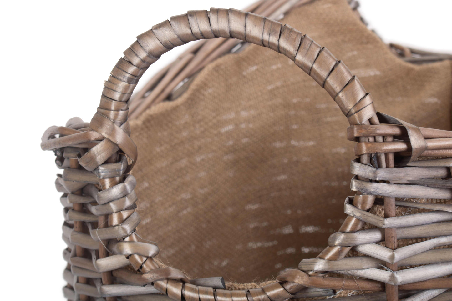 MEDIUM SCOOP NECK ANTIQUE WASH HESSIAN LINED BASKET