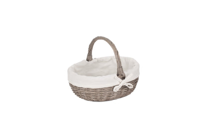 LARGE ANTIQUE WASH BATHROOM SHOPPER - LINED