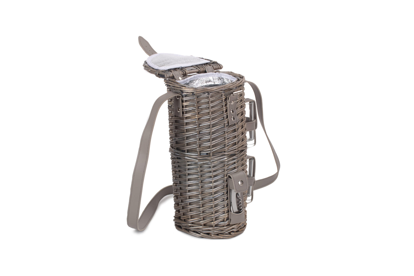 SINGLE BOTTLE & 2 CARTRIDGE GLASS CARRIER with SHOULDER STRAP