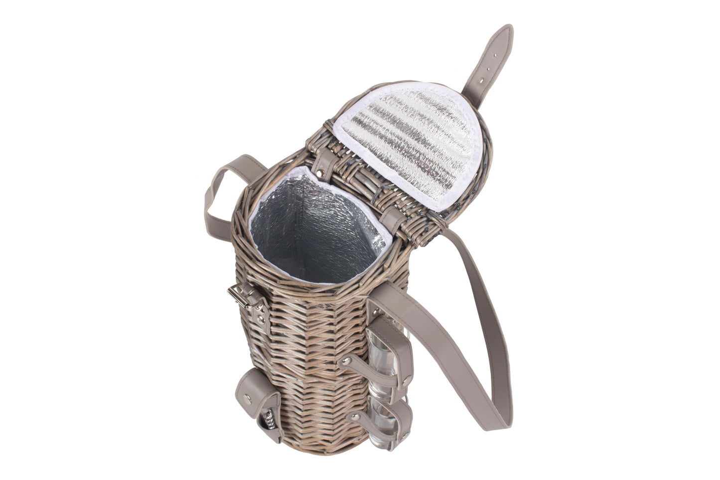 SINGLE BOTTLE & 2 CARTRIDGE GLASS CARRIER with SHOULDER STRAP