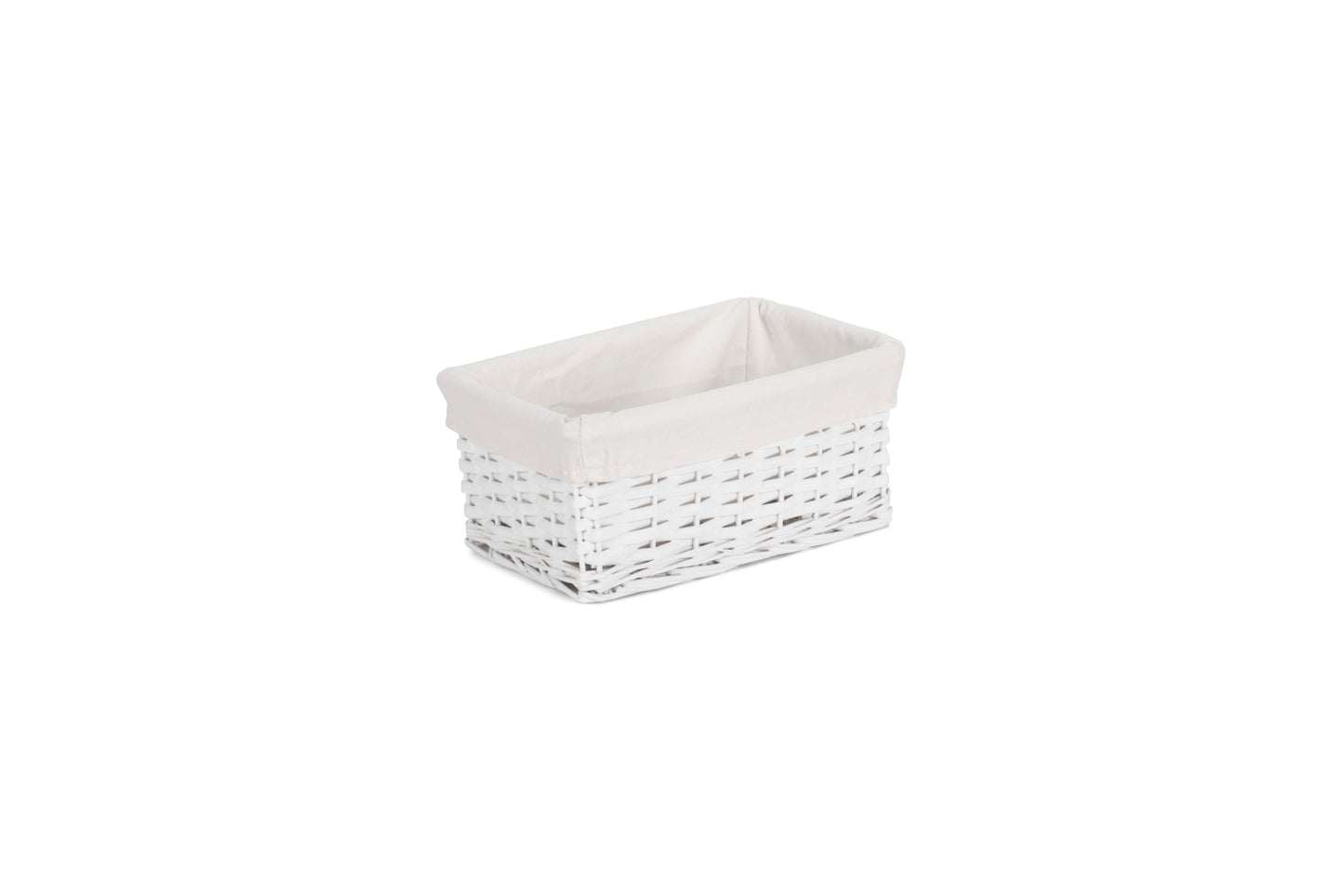 SMALL WHITE WICKER STORAGE BASKET
