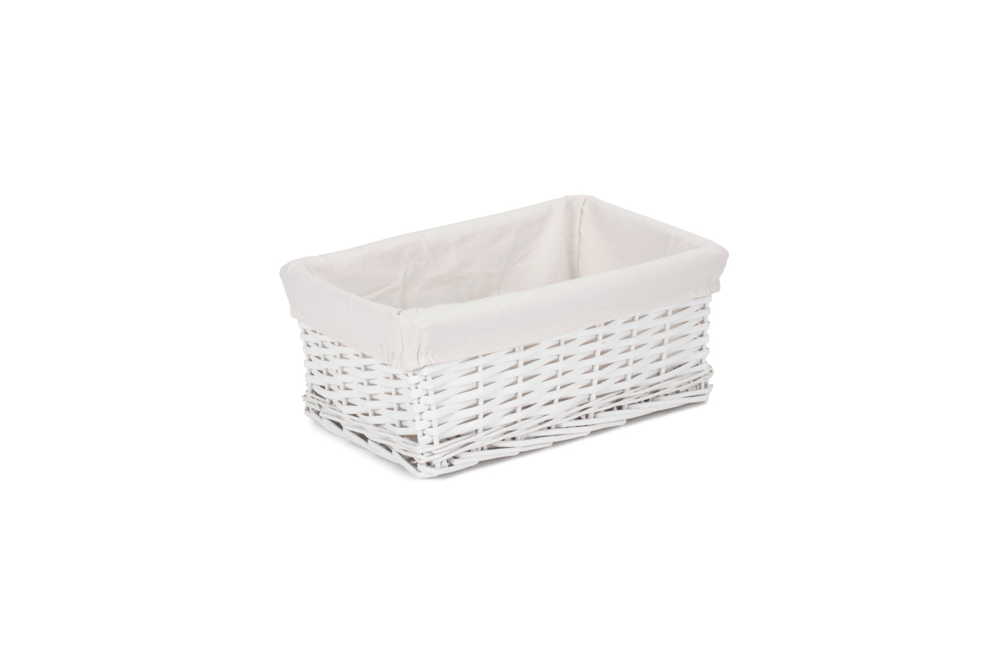 MEDIUM WHITE WICKER STORAGE BASKET
