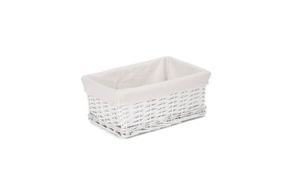 MEDIUM WHITE WICKER STORAGE BASKET