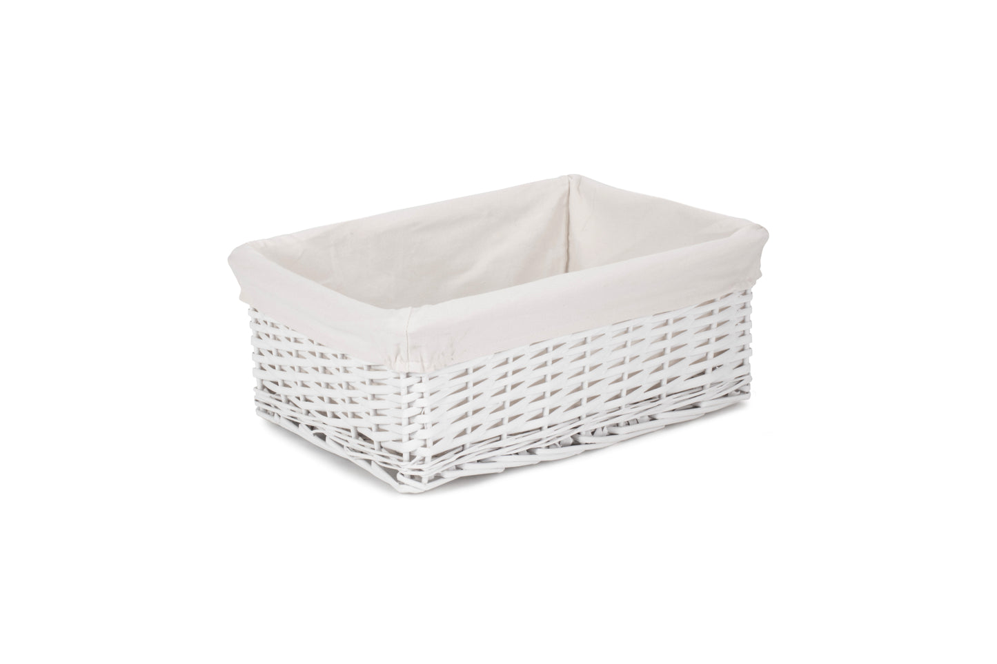 LARGE WHITE WICKER STORAGE BASKET