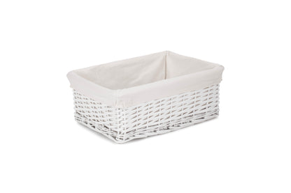LARGE WHITE WICKER STORAGE BASKET