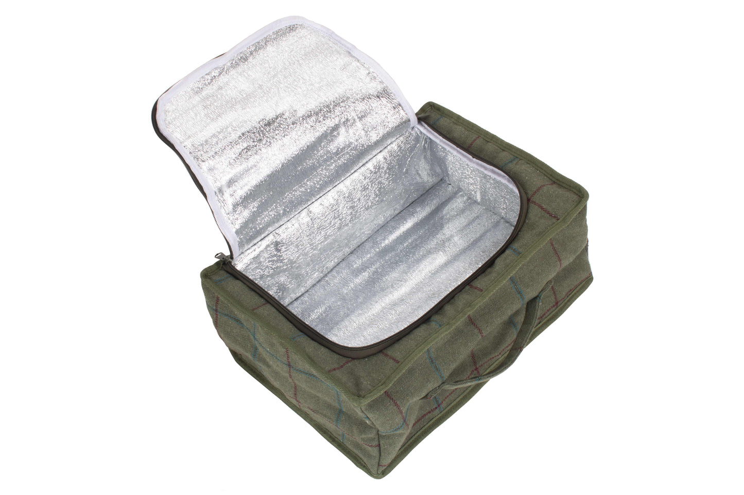 GREEN TWEED COOLER BAG