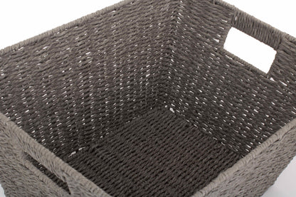 DEEP GREY PAPER ROPE TRAY - LARGE