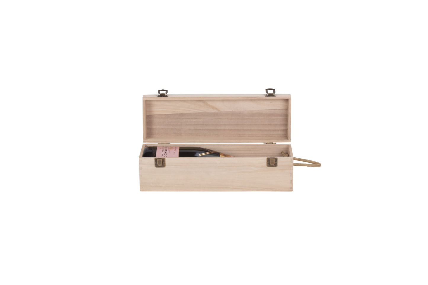 SINGLE BOTTLE HINGED LID WOODEN BOX
