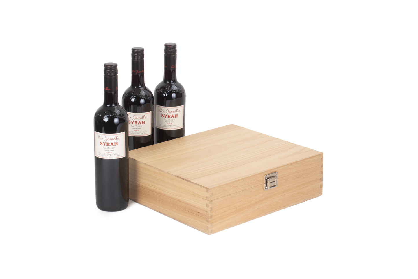 THREE BOTTLE CLEAR VARNISH WOODEN BOX