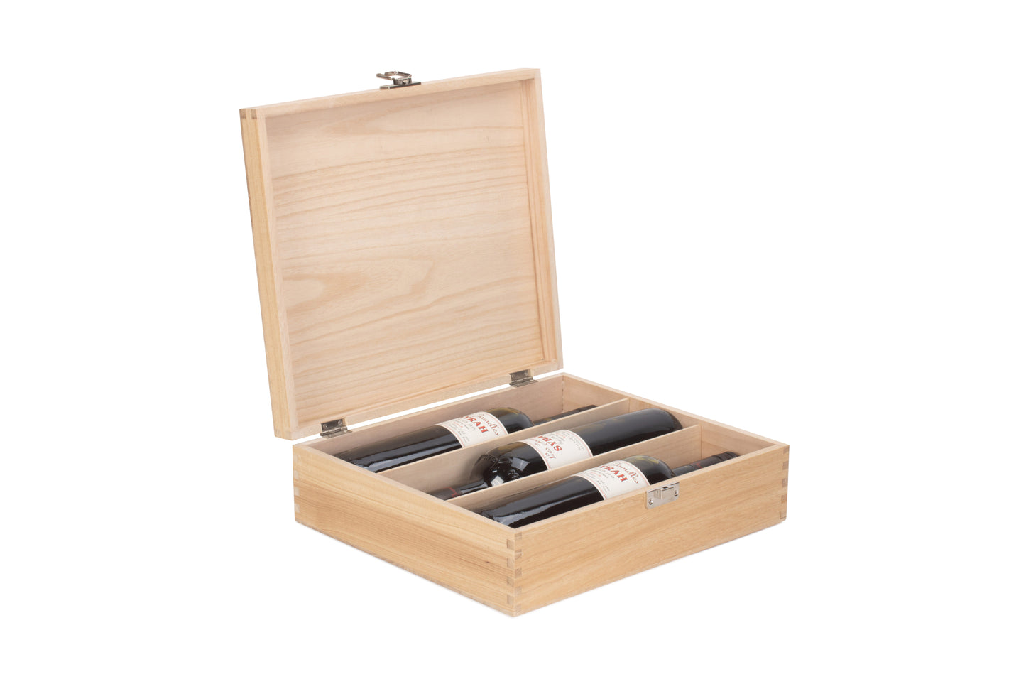 THREE BOTTLE CLEAR VARNISH WOODEN BOX