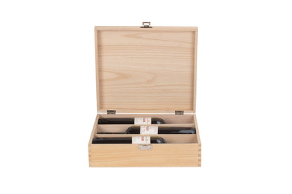 THREE BOTTLE CLEAR VARNISH WOODEN BOX